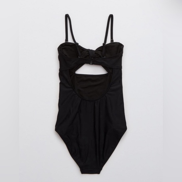 NWT Aerie Tie Front Bandeau Strapless One Piece Swimsuit - Picture 4 of 7